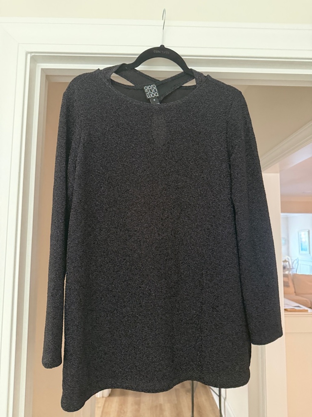 Clara Sun Woo Black Textured Long-Sleeve Tunic